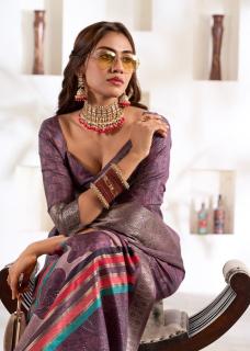 Rajpath violet silk surat textile market sarees  - wholesale export